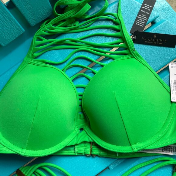 Victoria's Secret, 34C Strappy Push Up Bikini with Matching XS Brazilian Bottoms - Picture 3 of 13